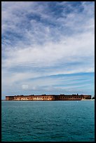 Fort Jefferson and cloud above Gulf waters. Dry Tortugas National Park, Florida, USA. (color)