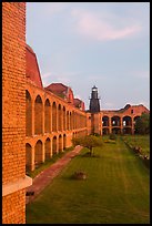 Fort Jefferson, harbor light, interior courtyard at sunset. Dry Tortugas National Park, Florida, USA.