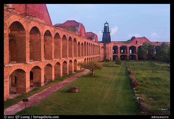 Walls and ruined barracks inside Fort Jefferson. Dry Tortugas National Park (color)