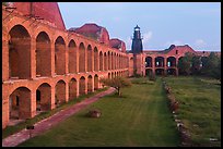 Walls and ruined barracks inside Fort Jefferson. Dry Tortugas National Park, Florida, USA. (color)