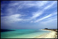 Sky, turquoise waters and beach on Bush Key. Dry Tortugas National Park, Florida, USA. (color)