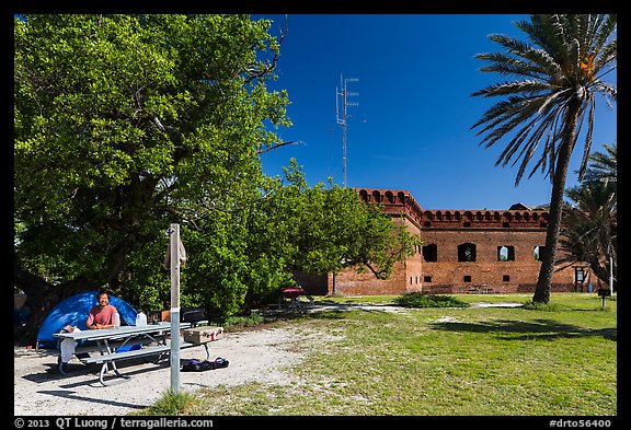 Camper. Dry Tortugas National Park, Florida, USA.