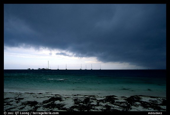 Approaching storm over Yachts at Tortugas anchorage. Dry Tortugas National Park (color)