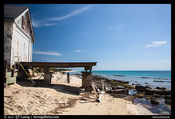 Shack and pier on Loggerhead Key. Dry Tortugas National Park (color)