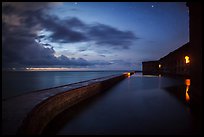 Fort Jefferson at dusk with stars. Dry Tortugas National Park, Florida, USA. (color)