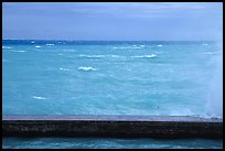 Seawall battered by surf on a stormy day. Dry Tortugas National Park, Florida, USA. (color)