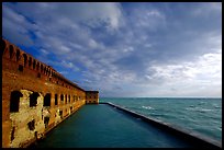 Fort Jefferson seawall and moat, late afternoon. Dry Tortugas National Park, Florida, USA.