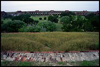 Grassy interior of Fort Jefferson. Dry Tortugas National Park, Florida, USA.