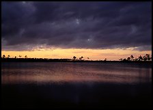 Sunset with dark clouds,  Pine Glades Lake. Everglades National Park ( color)