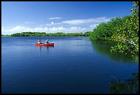 Canoists fishing. Everglades National Park, Florida, USA.