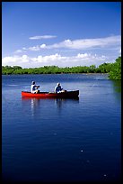 Fishing from a red canoe. Everglades National Park, Florida, USA. (color)