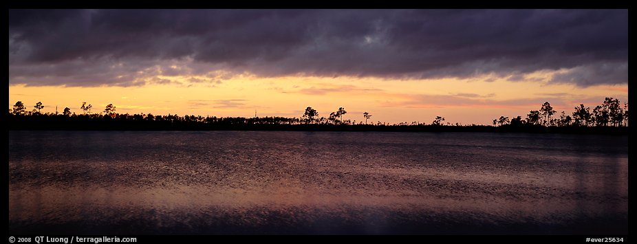 Sunset over lake with dark clouds. Everglades  National Park (color)