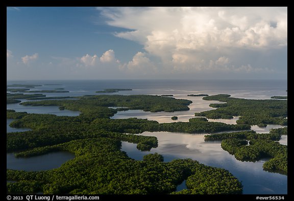 Aerial view of Ten Thousand Islands and Gulf of Mexico. Everglades National Park, Florida, USA.