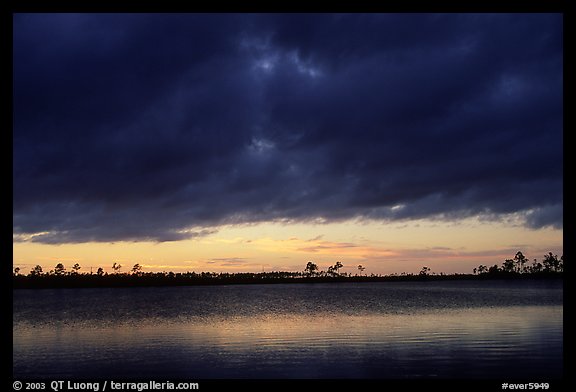 Stormy sunset over Pine Glades Lake. Everglades  National Park (color)