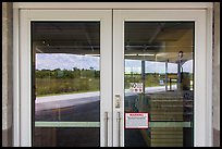 Road and slough, Shark Valley visitor center window reflexion. Everglades National Park ( color)