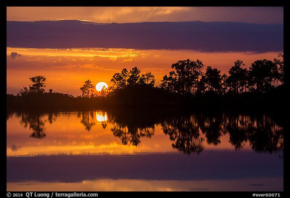 Sun setting, Pines Glades Lake. Everglades National Park (color)