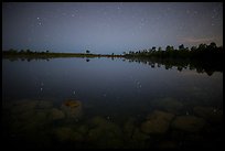 Stars and reflections in Pines Glades Lake. Everglades National Park ( color)