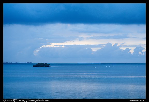Flock of birds and islets, Florida Bay. Everglades National Park (color)