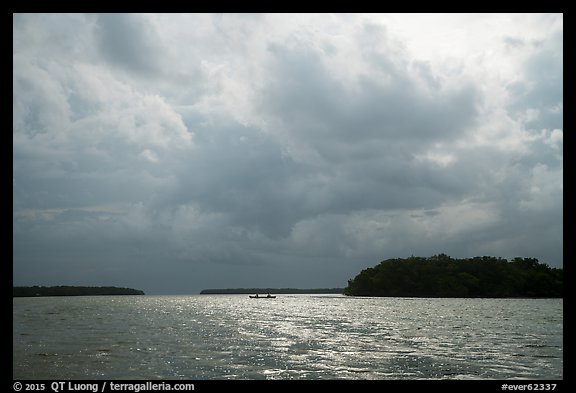 Storm clouds and canoe, Florida Bay. Everglades National Park (color)