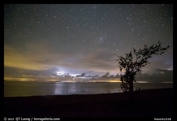 Thunderstorms at night over Florida Bay seen from Flamingo. Everglades National Park (color)
