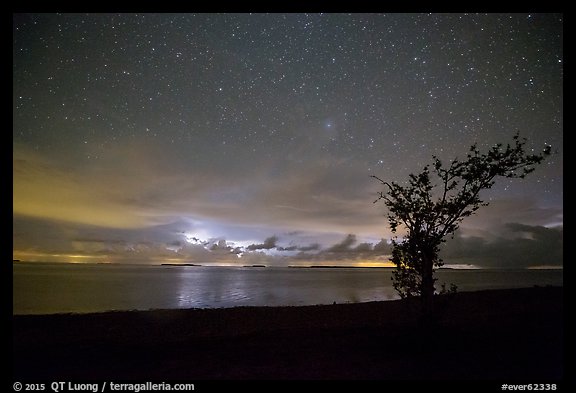 Thunderstorms at night over Florida Bay seen from Flamingo. Everglades National Park, Florida, USA.