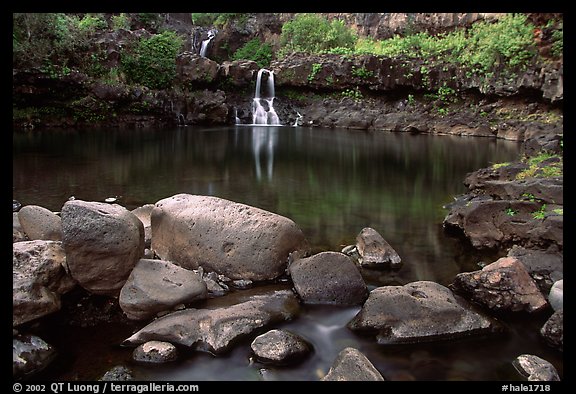 Waterfall in Ohe o gorge, evening. Haleakala National Park (color)