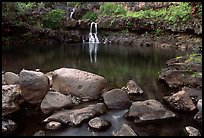 Waterfall in Ohe o gorge, evening. Haleakala National Park, Hawaii, USA. (color)