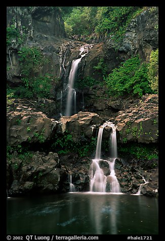 Waterfall in Ohe o gorge, evening. Haleakala National Park (color)