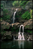 Waterfall in Ohe o gorge, evening. Haleakala National Park, Hawaii, USA. (color)