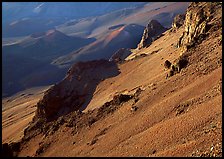 Haleakala crater slopes and cinder cones at sunrise. Haleakala National Park, Hawaii, USA.