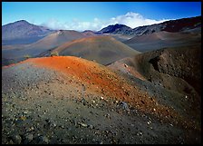 Brightly colored  cinder in Haleakala crater from Sliding sands trail. Haleakala National Park ( color)