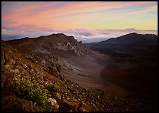 Haleakala crater and clouds at sunrise. Haleakala National Park, Hawaii, USA. (color)