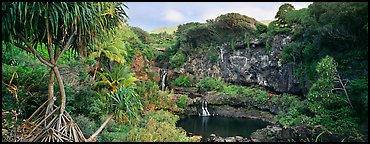 Tropical landscape with pools and waterfalls. Haleakala National Park, Hawaii, USA.