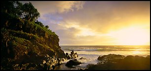 Stream outlet at sunrise. Haleakala National Park (Panoramic color)