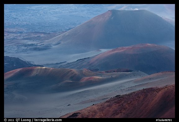 Cinder cones within Halekala crater. Haleakala National Park, Hawaii, USA.