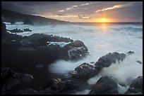 Kuloa Point stormy sunrise. Haleakala National Park, Hawaii, USA.