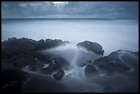 Long exposure of ocean and rocks, Kuloa Point. Haleakala National Park, Hawaii, USA.