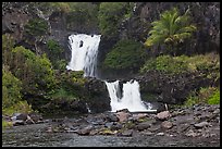 Waterfalls during high water,  Seven Sacred Pools. Haleakala National Park, Hawaii, USA. (color)