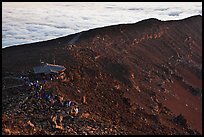 First light hits visitor center on Halekala summit. Haleakala National Park, Hawaii, USA.