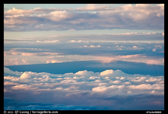 Mauna Loa and clouds at sunrise. Haleakala National Park, Hawaii, USA.