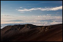 Haleakala Crater, Mauna Kea, and Mauna Loa. Haleakala National Park, Hawaii, USA.