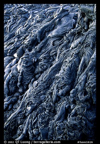 Ripples of hardened pahoehoe lava. Hawaii Volcanoes National Park, Hawaii, USA.