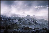 Fumeroles and hardened lava, early morning. Hawaii Volcanoes National Park, Hawaii, USA.