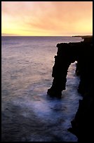 Holei sea arch at sunset. Hawaii Volcanoes National Park, Hawaii, USA. (color)