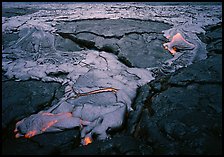 New lava flows over hardened lava. Hawaii Volcanoes National Park ( color)