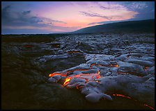 Molten lava flow at sunset near the end of Chain of Craters road. Hawaii Volcanoes National Park ( color)