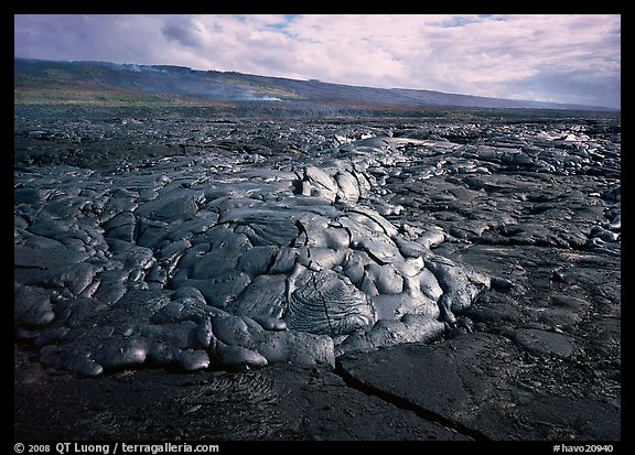 Freshly cooled lava on plain. Hawaii Volcanoes National Park, Hawaii, USA.