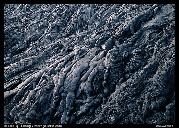 Ripples of hardened pahoehoe lava. Hawaii Volcanoes National Park (color)