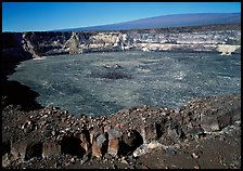Crack, Halemaumau crater overlook,  Mauna Loa, early morning. Hawaii Volcanoes National Park, Hawaii, USA.