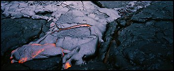 Molten lava flow. Hawaii Volcanoes National Park (Panoramic color)